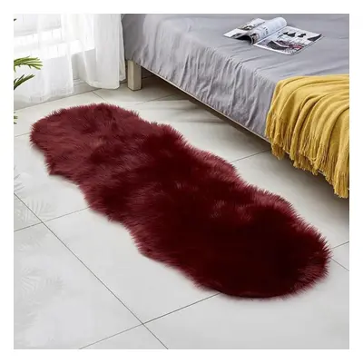 (claret, 60x160cm) Irregular Long Soft White Faux Sheepskin Fur Area Rugs Kids Livingroom Bedroo