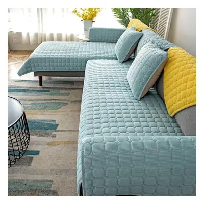 (light blue, 110x180cm 1pc) Thicken Plush Sofa Cover European Universal Sofa Towel Cover Slip Re