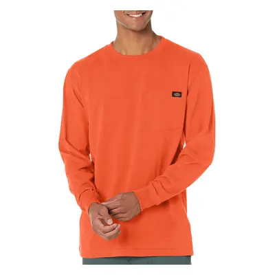 Dickies mens Big & Tall Long-sleeve Heavyweight Crew-neck T-shirt work utility t shirts Orange L