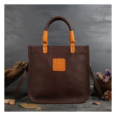 (coffee) Johnature Genuine Leather Luxury Handbags Women Bags Designer Vintage Natural Cowhide C