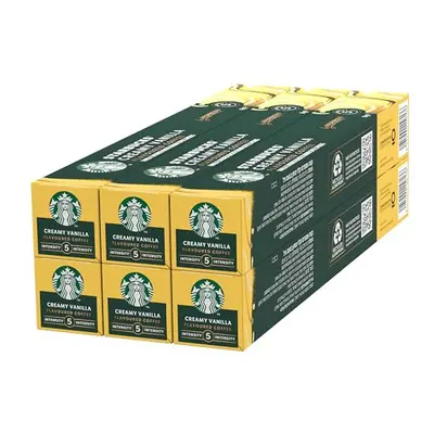 STARBUCKS Creamy Vanilla Flavoured Coffee by Nespresso, Blonde Roast, Coffee Capsules x (60 Caps