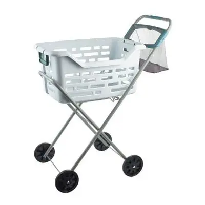 Laundry Basket Trolley on Wheels With Peg Mesh Basket Saves Bending â Collapsible