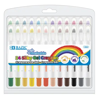 BAZIC Silky Gel Crayons Color, Washable Blendable Non Toxic Watercolor Crayon for Coloring Book 