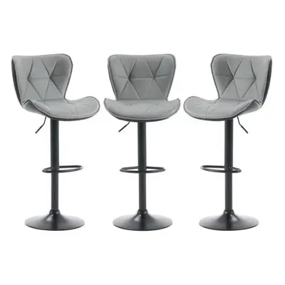 Set of Grey BARCELONA Faux Leather Bar Stools, swivel height adjustable