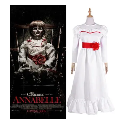 (Adult-3XL) Halloween Horror Doll White Dress Cosplay Costume