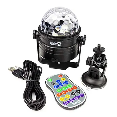 RockJam RJDL100 Wireless Rechargeable 6Watt LED Disco Lights with Remote Control, Black