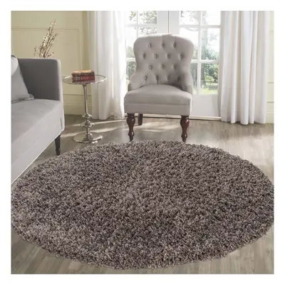 Serdim Rugs Living Room Round Shaggy Area Rugs TAUPE Round 120x120cm(4x4')