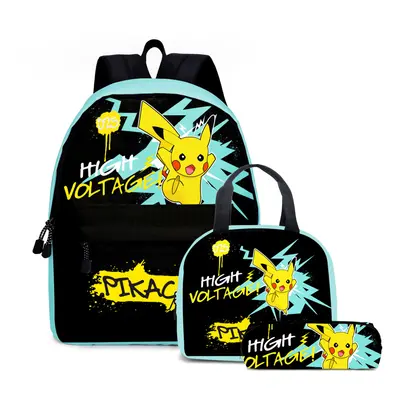 (10, 3PCS) PokÃ©mon Pikachu Backpack Lunch Bag Pencil Case Set Kids Gift