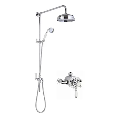 Traditional Dual Exposed Valve & Rigid Riser Shower Set - Chrome/White - Balterley