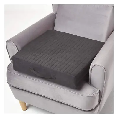 (Black) Orthopaedic Foam Armchair Booster Cushion Suede Removable Cover