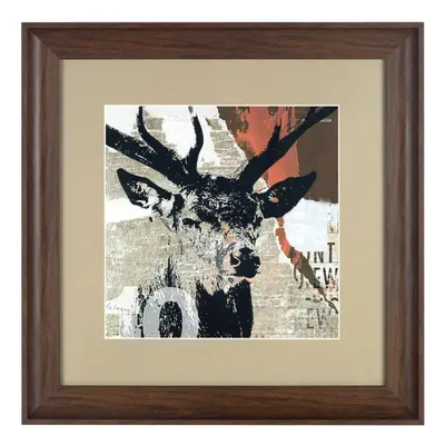 Framed Stag Head Wall Art, Christmas Wall Art, Abstract Artwork for Home, Office, Stag Head Wall