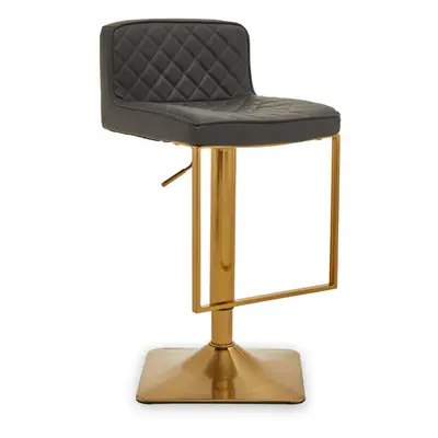 Premier Housewares Baina Dark Grey And Gold Square Base Bar Stool