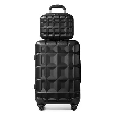 (13/20 inch set) Black Lightweight ABS Hard Shell Luggage with TSA Lock Spinner Wheels