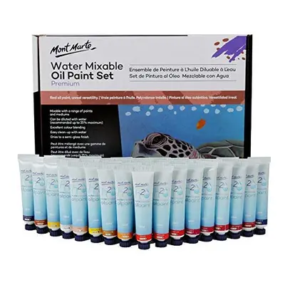 Mont Marte Premium H2O Water Mixable Oil Paint Set Piece 18ml Tubes. Mixable with a Range of Med