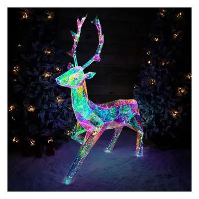 1.4m Light up Standing Dreamlights Iridescent Christmas Stag with White LEDs