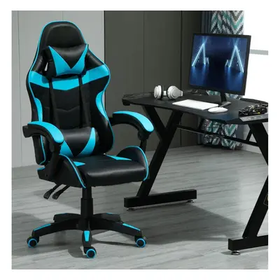 (BLUE) Swivel Gaming Chair Faux Leather Desk Tilt Chair A