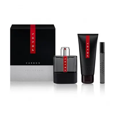 Prada Luna Rossa Carbon Pcs Set: 3.4 Oz Eau De Toilette Spray + 0.34 Oz Ml Eau De Toilette Megas