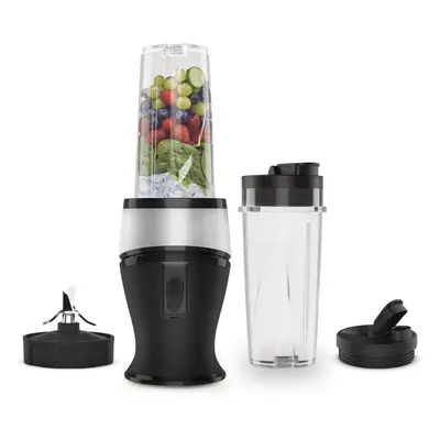 (Silver) 700W Slim Blender & Smoothie Maker, 2x 470ml Cups with Spout Lids, Personal Blender, Cr