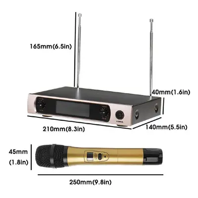 (black) 220v Uhf Professional Wireless Microphones System 2channel Lcd Dual Cordless Handheld Mi