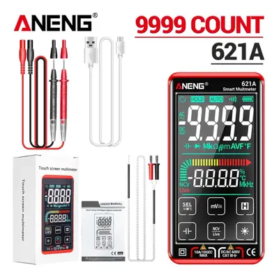 (red, standard) Aneng 621a Smart Digital Multimeter Touch Screen Multimetro Tester Transistor Co