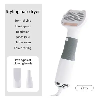 (EU plug, grey) In1 Pet Dog Dryer Quiet Dog Hair Dryers And Comb Brush Grooming Kitten Cat Hair 