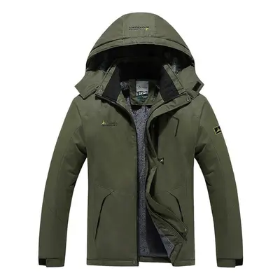 (army green, L) Outdoor Outerwear Men&apos;s Thick Plus Velvet Windcheater Waterproof Adventure 