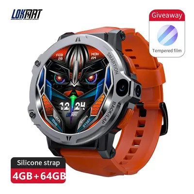 (silver,orange) Lokmat Appllp Pro Android 4g Smart Watch Phone Full Round Touch Screen Dual Came