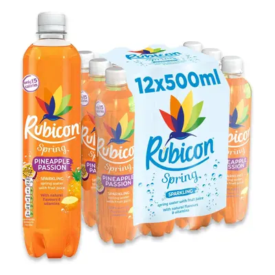 Rubicon Spring Pack Pineapple Passion, Sparkling Spring Water with Real Fruit Juice & Natural Fl