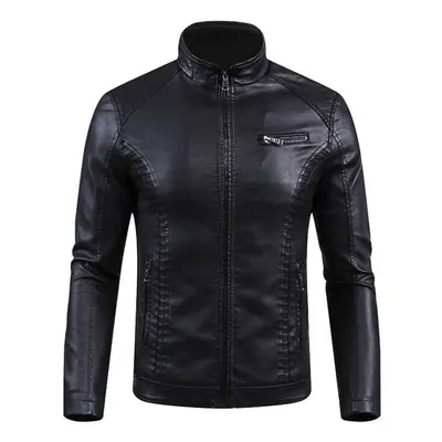 (black, XXXXXL) Autumn And Winter Warm Jacket Washed Leather Jacket Jacket Large Size Autumn And