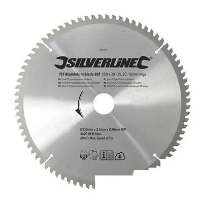 Silverline TCT Aluminium Blade 80T, x - 25, 20, mm rings