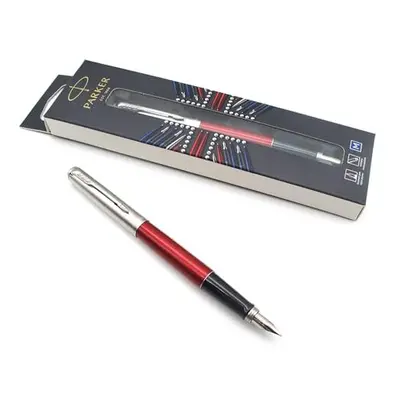 Jotter Stainless Steel Fountain Pen - Kensington Red Lacquer - Medium Nib - London Edition