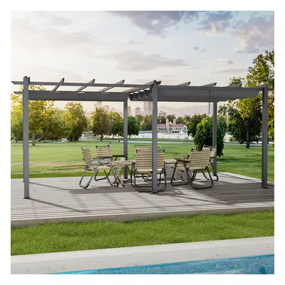 6 x 3m Aluminium Pergola Gazebo with Retractable Canopy Garden Sun Shade Shelter