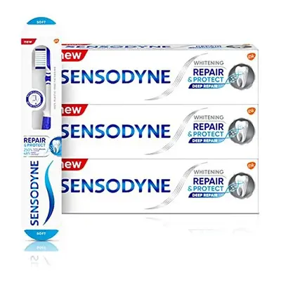 Sensodyne Sensitive Teeth Regime Kit with Whitening Toothpaste and Repair and Protect Soft Tooth