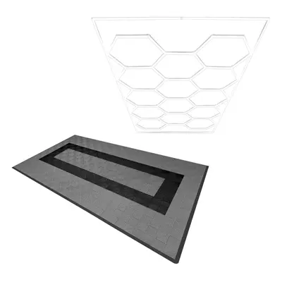 (Hexagon LED Light & Vented Garage Floor Tiles With Edges - Grey & Black) Vented Garage Floor Ti