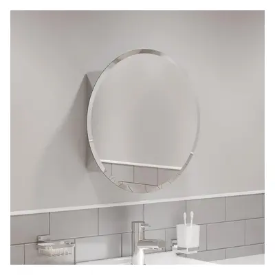 Round Door Bathroom Mirror Cabinet Cupboard Stainless Steel Wall Mounted 500mm