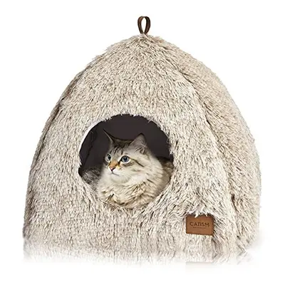 Cat Bed Igloo Cave Pet Bed for Cats Dogs Large Indoor Tent Cave Bed Cat Nesting Bed Anti-slip 2-