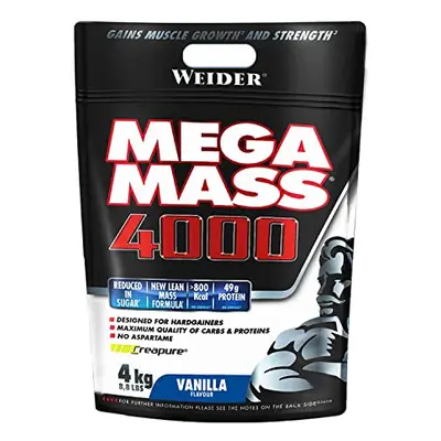 Mega Mass (4kg) Vanilla Flavour, Mass Gainer with High Content of Complex Carbohydrate Blend, fo