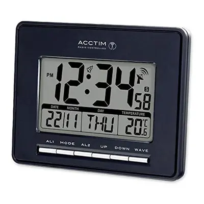 Acctim Infinity Radio Controlled LCD Alarm Clock in Black