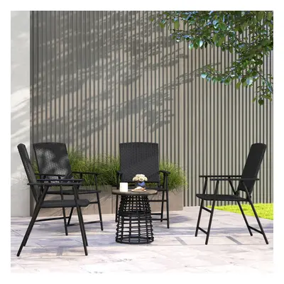 Outsunny 4pcs Rattan Chair Foldable Garden Furniture w/ Armrest Black