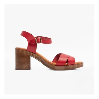 (UK 5) Hush Puppies GEORGIA Womens Leather Sandals Red