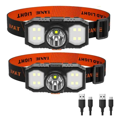 (Type B no sensor B) Motion Sensor Headlight Powerful Headlamp USB Rechargeable Head Lamp Head T