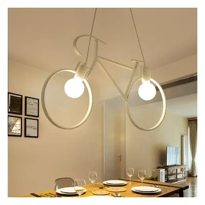 (White, L) Modern Industrial Iron Bicycle Children Bedroom Decorations Chandelier Loft Ceiling L