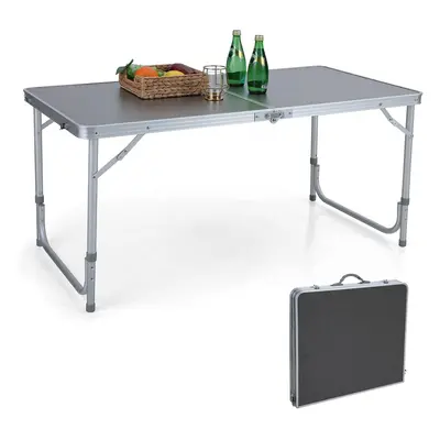 Folding Camping Table 4ft Aluminum Picnic Table, Portable Dining Table Lightweight Folding Card 