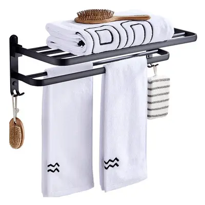 (40cm) Space Aluminum Black Wall-mounted Towel Rack Rust-resistant Stable Towel Holder Easy to I