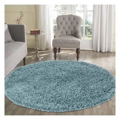 (Round x 120cm, DUCK EGG BLUE) Living Room Soft Shaggy Rugs 45mm Pile Height Small - Extra Large