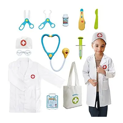 Doctor Costume for Kids, Doctors Dress Up Outfit Set for Years Old Boys and Girls with Lab Coat,