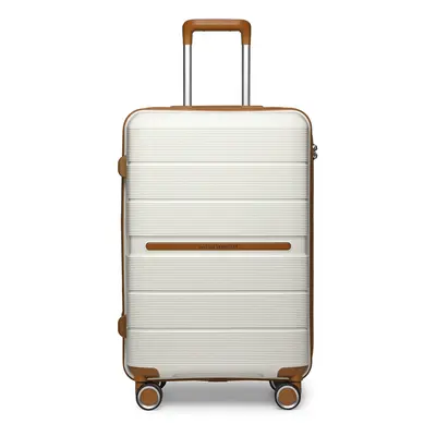 (Cream, K2392L NY SUITCASE) British Traveller Hard Shell Suitcase