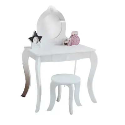 White Heidi Vanity Set - Girls Makeup Table with Stool and Mirror