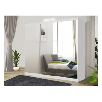 (250 cm, White) Stylish Bedroom Sliding Wardrobe - Ample Storage Space and Sleek Design- With LE