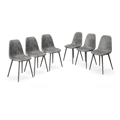 (Grey, 6) CARLO Modern Faux Leather Dining Chair with Metal Legs